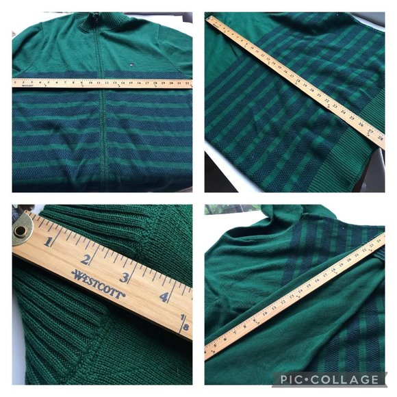 Tommy Hilfiger Green Blue Cardigan Sweater Mens Size XL X-Large Stripes Full Zip - Picture 16 of 16